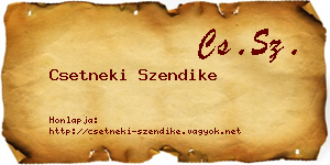 Csetneki Szendike névjegykártya